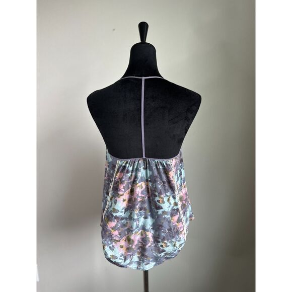 SILENCE AND NOISE Women's Silk Floral Print Zip Front Halter Neck Tank Size M - Picture 5 of 7